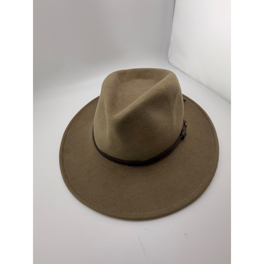 Overland Outfitters LiteFelt Wool Fedora Hat Taupe Tan Leather Band Medium - Picture 2 of 5